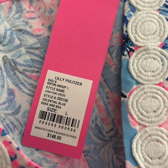 lilly pulitzer joan tunic dress celestial blue
 L new - Picture 2 of 9